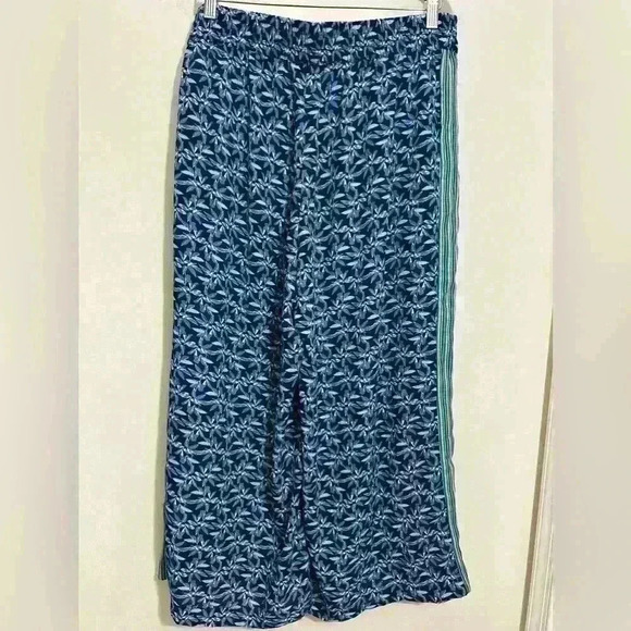 Max Studio Pants Womens Pull On Wide Leg Elastic Waist Blue Floral Size XL NWT - Picture 2 of 8